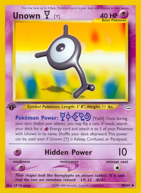 Unown [Y] (#40) — NR 040