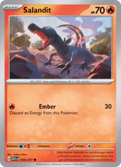 Salandit (#034) — Pokeball — Reverse Holo — xASC 034 — ASC 034