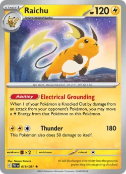Raichu (#019) — Reverse Holo — PAF 019