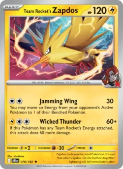 Team Rocket's Zapdos (#070) — Reverse Holo — DRI 070