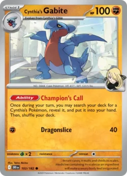 Cynthia's Gabite (#103) — Reverse Holo — DRI 103