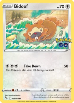 Bidoof (#059) Unpeeled Hidden Ditto — Reverse Holo — PGO 059