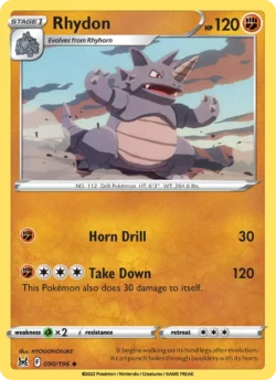 Rhydon (#090) — Reverse Holo — LOR 090