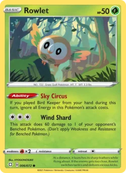 Rowlet (#6) — Reverse Holo — SHF 006