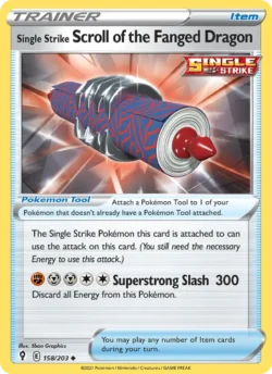 Single Strike Scroll of the Fanged Dragon (#158) Reverse Holo — Reverse Holo — EVS 158