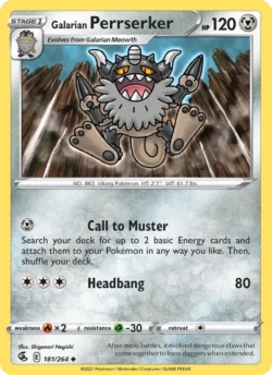 Galarian Perrserker (#181) — Reverse Holo — FST 181